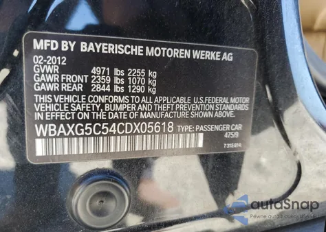 2012 BMW 528 I from USA, damaged, VIN WBAXG5C54CDX05618